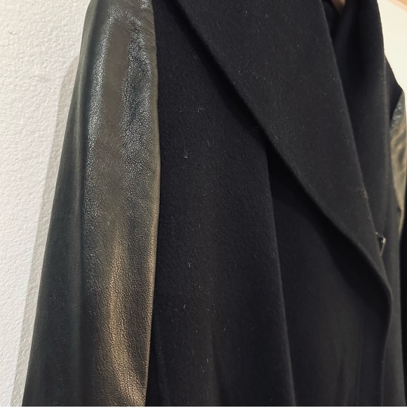 VINCE wool and leather jacket / black / medium - Picture 4 of 6